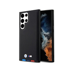 BMW Coque Cuir Samsung Galaxy S23 Ultra S918 Noir Estampage Tricolore MPN