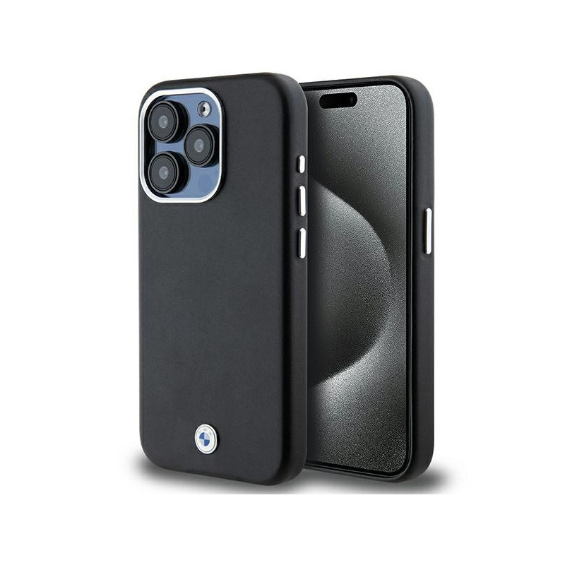 BMW Coque noire en métal enveloppé Signature MagSafe pour iPhone 15 Pro BMW Coque noire en métal enveloppé Signature MagSafe pour iPhone 15 Pro