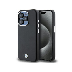 BMW Coque noire en métal enveloppé Signature MagSafe pour iPhone 15 Pro