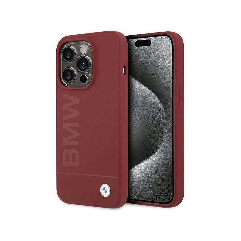 BMW Coque rouge silicone grand logo MagSafe pour iPhone 15 Pro BMW Coque rouge silicone grand logo MagSafe pour iPhone 15 Pro