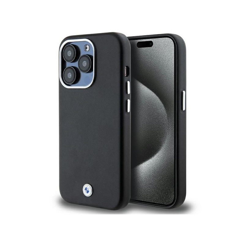 BMW Coque noire en métal enveloppé Signature pour iPhone 14 Pro Max MagSafe