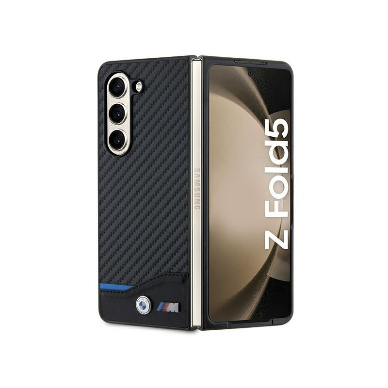 BMW Coque Samsung Galaxy Z Fold5 F946 Cuir Noir Carbone MPN