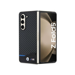 BMW Coque Samsung Galaxy Z Fold5 F946 Cuir Noir Carbone MPN