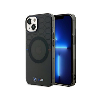 BMW Étui gris avec motif pour iPhone 13/14/15 avec MagSafe