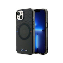 BMW Étui gris avec motif pour iPhone 13/14/15 avec MagSafe