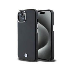 BMW Étui en métal enveloppé noir pour iPhone 13/14/15 avec MagSafe