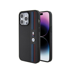 BMW Coque noire Tricolore Collection M pour iPhone 15 Pro Max