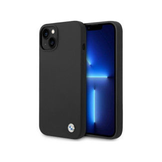 BMW iPhone 13/14/15  Coque Noire Silicone Logo Métal