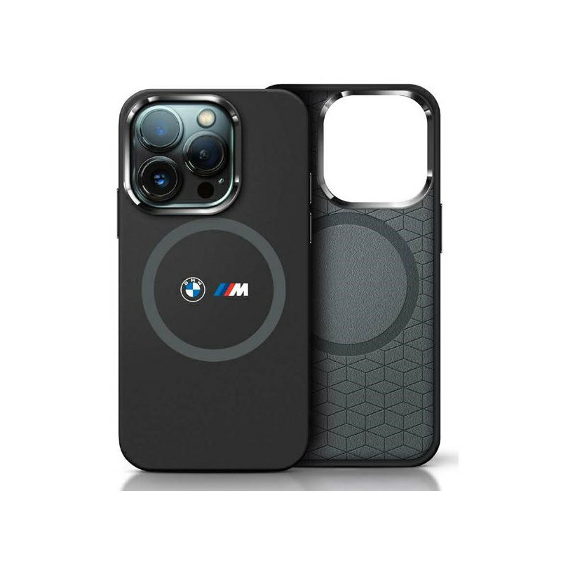 BMW Coque noire rigide M + anneau silicone imprimé MagSafe pour iPhone 16