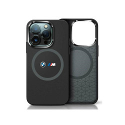 BMW Coque noire rigide M + anneau silicone imprimé MagSafe pour iPhone 16