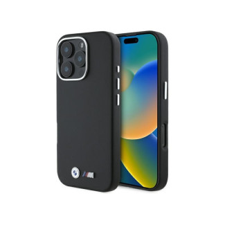 BMW Coque pour iPhone 16 Pro Max noire M Métal Lisse Enveloppant MagSafe