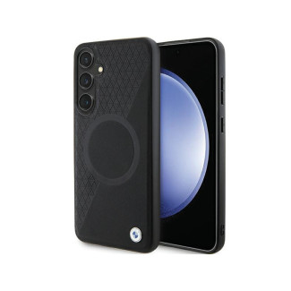 BMW Coque pour Samsung S24+ noire Signature Cuir Demi-Texturé Cercle