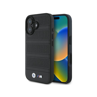 BMW Coque noire rigide M perforée et couture MagSafe pour iPhone 16