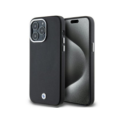 BMW Coque noire Signature en métal enveloppé MagSafe pour iPhone 15 Pro Max