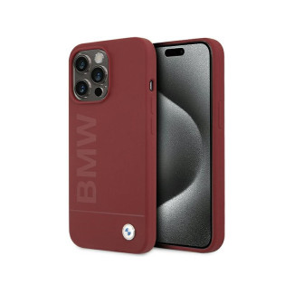 BMW Coque rouge silicone grand logo MagSafe pour iPhone 15 Pro Max