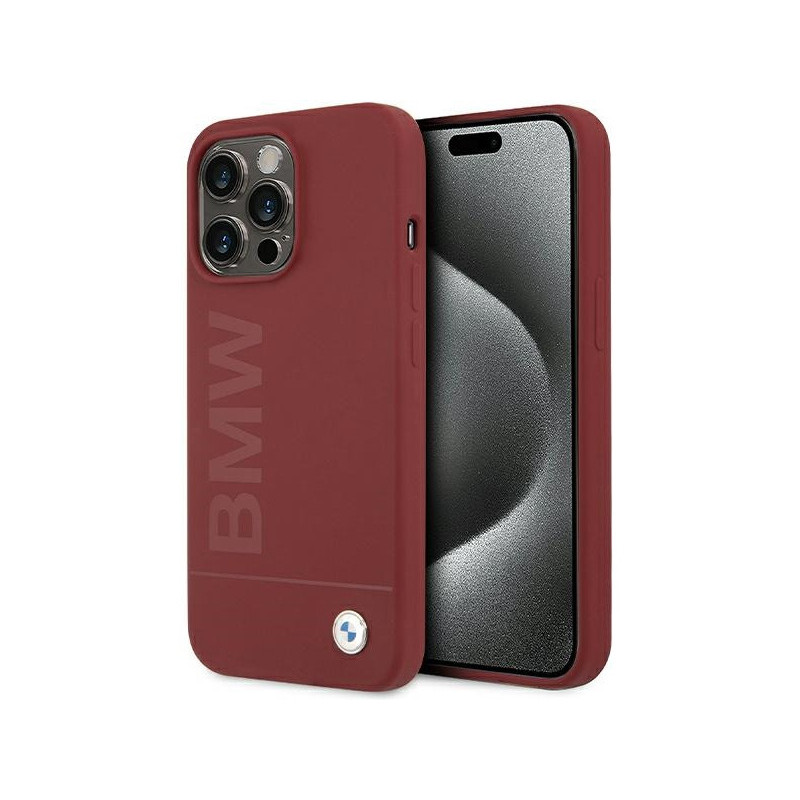 BMW Coque rouge silicone grand logo MagSafe pour iPhone 15 Pro Max BMW Coque rouge silicone grand logo MagSafe pour iPhone 15 Pro Max