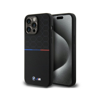 BMW Coque noire rigide silicone avec motif MagSafe pour iPhone 15 Pro Max