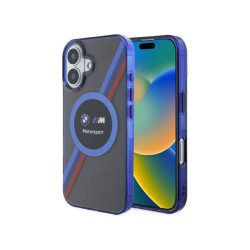BMW Coque noire rigide Motorsport cercle IML MagSafe pour iPhone 16