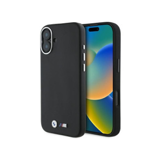 BMW Coque noire rigide M lisse intégrale métal MagSafe pour iPhone 16 Plus