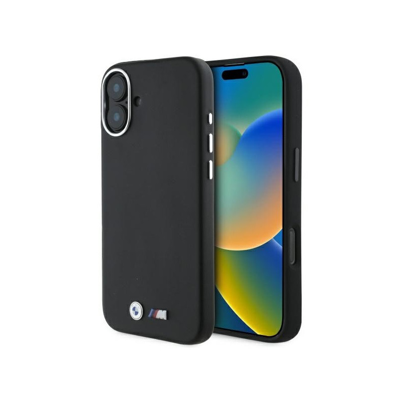 BMW Coque noire rigide M lisse intégrale métal MagSafe pour iPhone 16 Plus BMW Coque noire rigide M lisse intégrale métal MagSafe pour iPhone 16 Plus