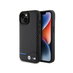 BMW coque iPhone 13/14/15 6.1 noir cuir carbone