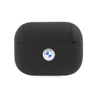 BMW Coque AirPods Pro 2 Noir Cuir Véritable Logo Argent