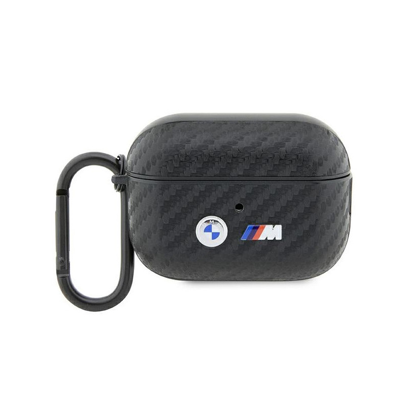 BMW coque AirPods Pro 2ème génération noir carbone double logo métal BMW coque AirPods Pro 2ème génération noir carbone double logo métal