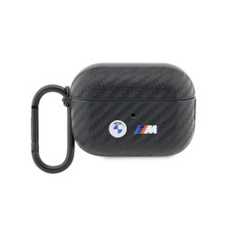 BMW coque AirPods Pro 2ème génération noir carbone double logo métal