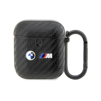 BMW Coque AirPods 1/2 Noir Carbone Logo en Métal