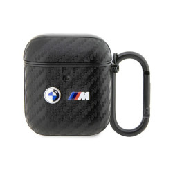 BMW Coque AirPods 1/2 Noir Carbone Logo en Métal