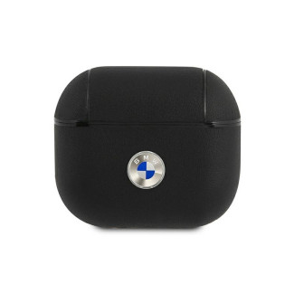 BMW Coque AirPods 3 Noir Cuir Véritable Logo Argent