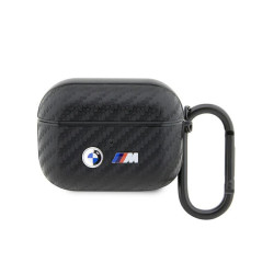 BMW coque AirPods Pro noir carbone double logo métal