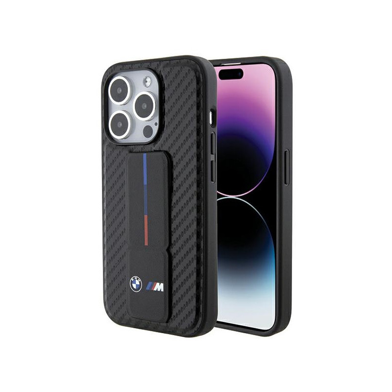 BMW Coque noire rigide avec support Grip pour iPhone 15 Pro 6.1 BMW Coque noire rigide avec support Grip pour iPhone 15 Pro 6.1