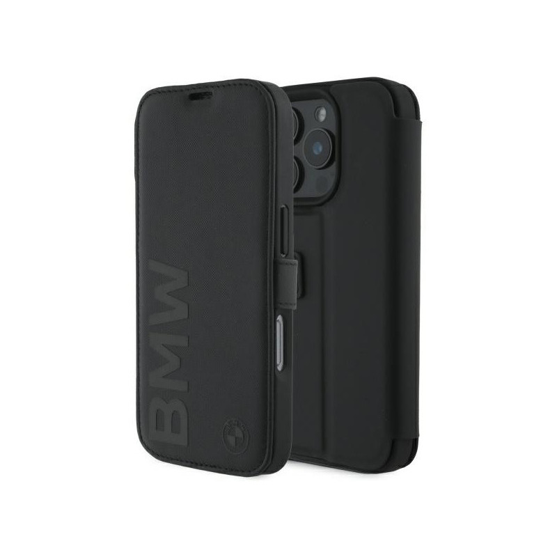 BMW Coque étui portefeuille pour iPhone 16 Pro Max Étui noir Signature Cuir BMW Coque étui portefeuille pour iPhone 16 Pro Max Étui noir Signature Cuir