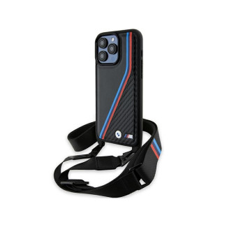 BMW Coque noire M Edition avec lignes tricolores pour iPhone 15 Pro 6.1