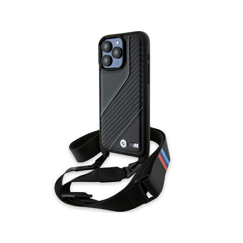 BMW Coque noire M Edition avec bande en carbone pour iPhone 15 Pro 6.1 BMW Coque noire M Edition avec bande en carbone pour iPhone 15 Pro 6.1