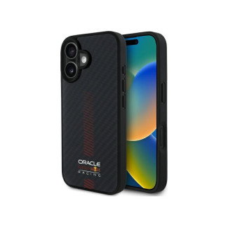 Taureau rouge iPhone 16 Plus 6.7 boîtier noir fibre de carbone Power Bar