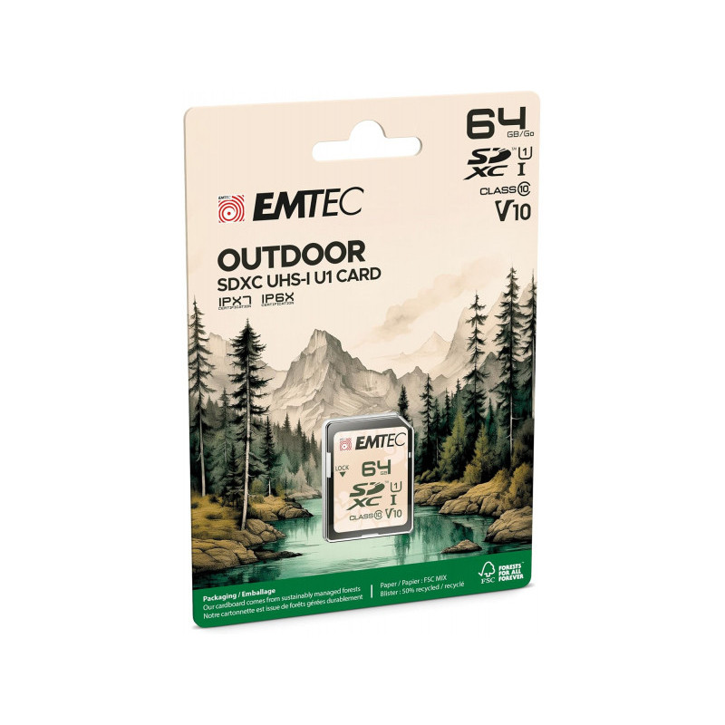 Emtec SDXC 64Go UHS-I V10 CL10 OUTDOOR IPX6 IPX7 Emtec SDXC 64Go UHS-I V10 CL10 OUTDOOR IPX6 IPX7