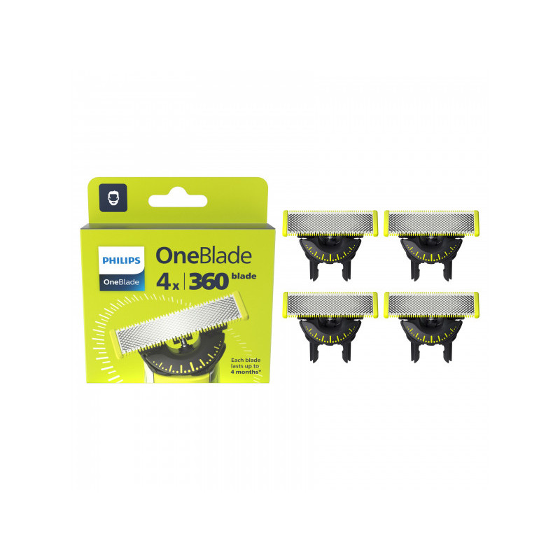 Philips Pack de 4 Lames de Remplacement OneBlade QP440/50