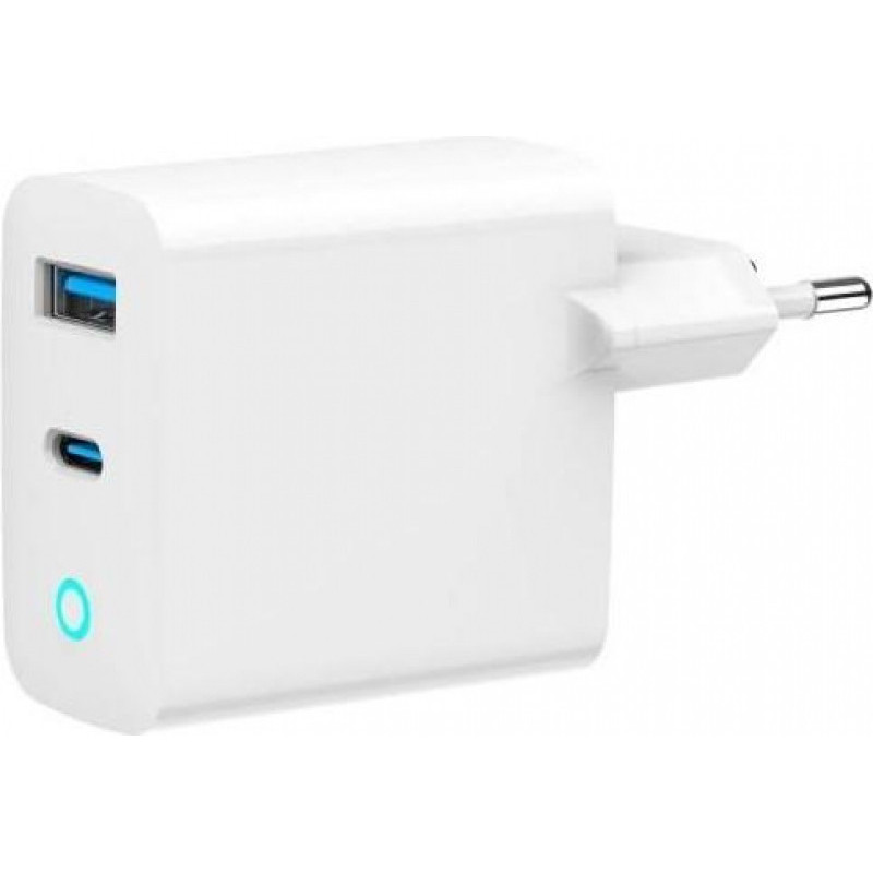 Gembird chargeur rapide 2 Ports 45W GaN USB LED Blanc - TA-UC-PDQC45L-W-01 Gembird chargeur rapide 2 Ports 45W GaN USB LED Blanc - TA-UC-PDQC45L-W-01