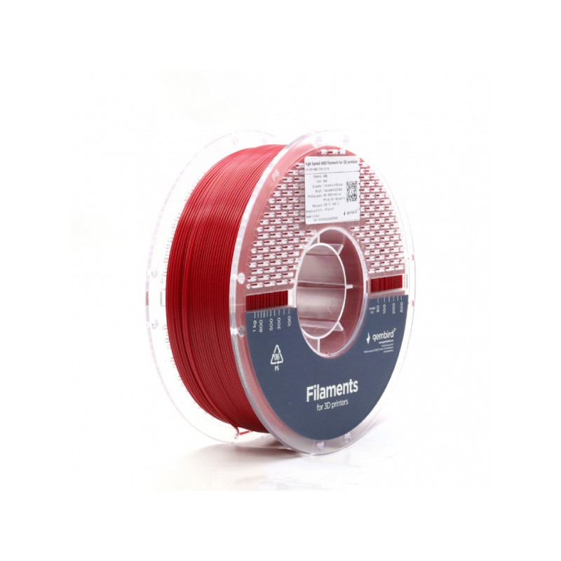 Gembird High Speed ABS Filament 1.75mm 1kg rouge - 3DP-ABS1.75HY-01-R Gembird High Speed ABS Filament 1.75mm 1kg rouge - 3DP-ABS1.75HY-01-R