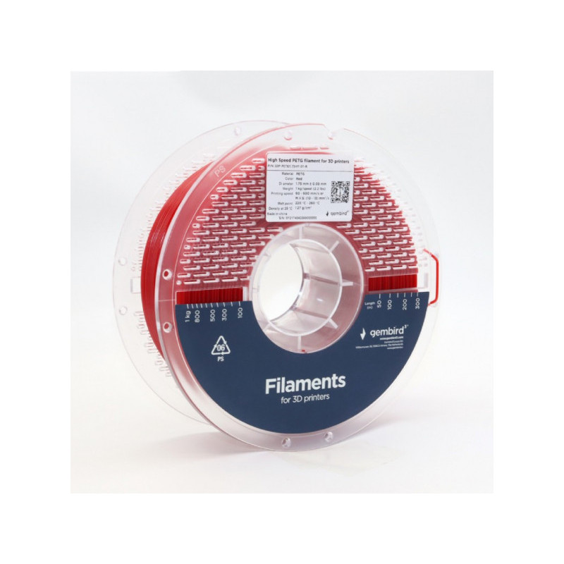 Gembird Imprimante 3D PETG Filament 1.75mm Rouge - 3DP-PETG1.75HY-01-R Gembird Imprimante 3D PETG Filament 1.75mm Rouge - 3DP-PETG1.75HY-01-R