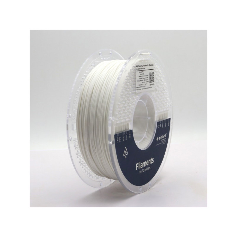 Gembird High Speed PLA Filament 1.75mm 1kg blanc - 3DP-PLA1.75HY-01-W Gembird High Speed PLA Filament 1.75mm 1kg blanc - 3DP-PLA1.75HY-01-W