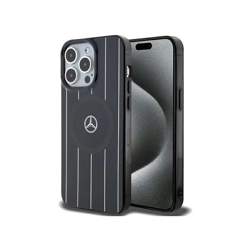Mercedes iPhone 15 Pro Black Hardcase Double Layer Crossed Lines MagSafe Mercedes iPhone 15 Pro Black Hardcase Double Layer Crossed Lines MagSafe