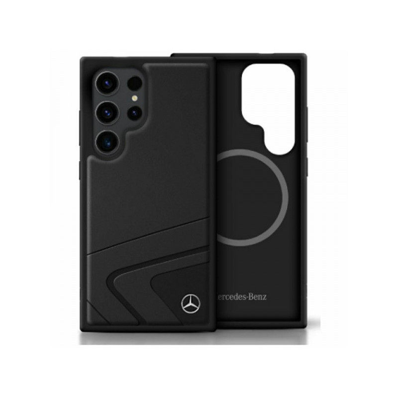 Mercedes Samsung Galaxy S25 Ultra Black Leather Horiz. Debos. Curv. MagSafe Mercedes Samsung Galaxy S25 Ultra Black Leather Horiz. Debos. Curv. MagSafe