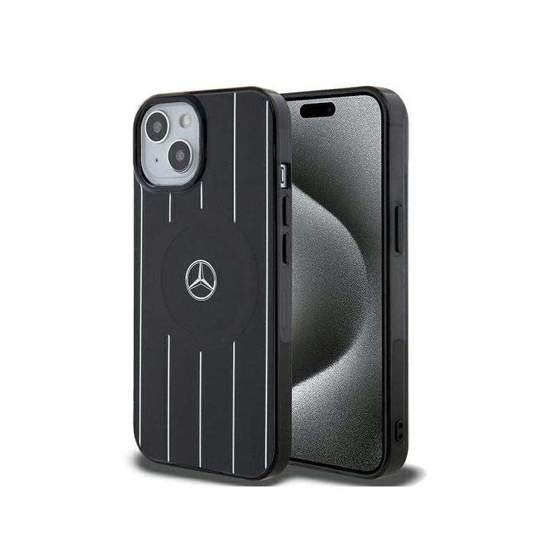 Mercedes iPhone 13/14/15 Black Hardcase Double Layer Crossed Lines MagSafe Mercedes iPhone 13/14/15 Black Hardcase Double Layer Crossed Lines MagSafe