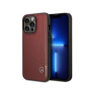 Mercedes iPhone 14 Pro Red Hardcase Leather Wave Pattern