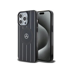 Mercedes iPhone 15 Pro Max Black Hardcase Double Layer Cross. Lines MagSafe