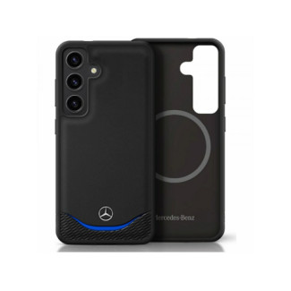 Mercedes Samsung S25 black Blue Leather Contrasted Horizontal Curve MagSafe