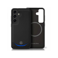 Mercedes Samsung S25 black Blue Leather Contrasted Horizontal Curve MagSafe